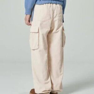 Kooding x 8seconds Corduroy Wide Baggy Cargo Pants Ivory Cream Size Medium